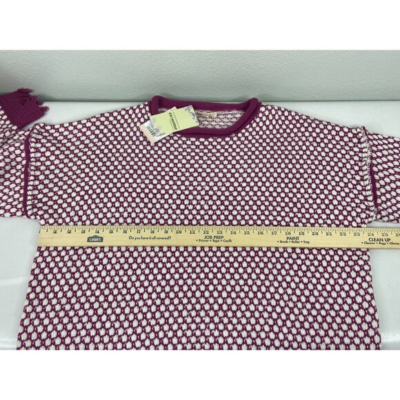 Eesome Women Medium Sweater Plum White Distressed Casual NWT - Picture 8 of 9